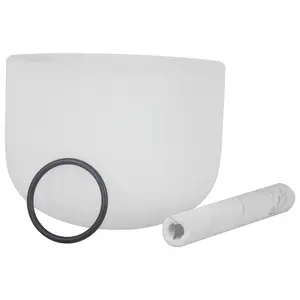 8 Inch Music Bowl, B Note White Singing Bowl Percussion Instrument Accessories for Meditation  Yoga Mindfulness Meditation Accessories
