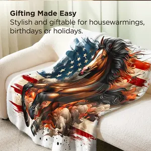 This American-Style Outdoor-Themed Printed Flannel Blanket Is Lightweight, Fluffy, and Pill-Resistant. It Feels Comfortable Against the Skin and Is Suitable for All Seasons, Whether for Dormitories, Apartments, or Casual Home Use.