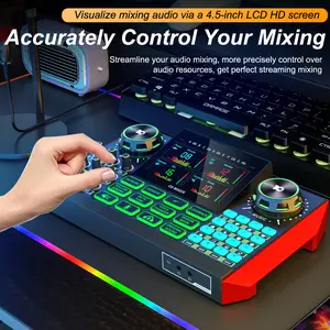 External Sound Card Podcast Microphone Bundle - Wired Condenser Mic, Audio Interface, Audio Mixer, Voice Changer with 12 Soundboard Effects, 5 Reverb Modes, Follow Singing for Streaming, Recording, PC & Phone