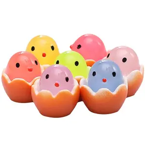 Random 16 Pieces Per Bag Cartoon Night Glow Egg Animals Resin Figurines Handmade DIY Jewelry Accessories, Decorative Ornaments, Cute Cartoon Figurine