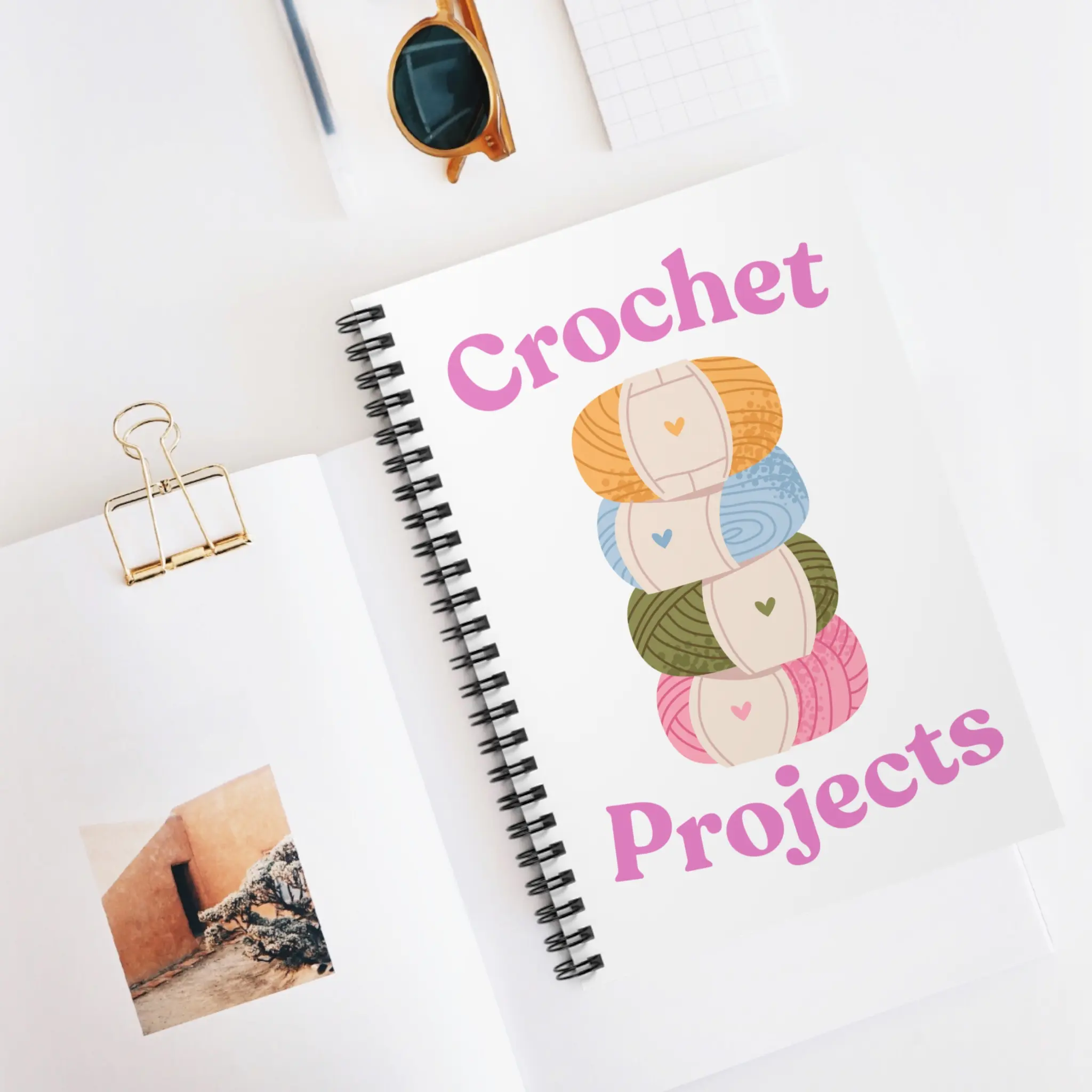 Crochet Yarn Stack Notebook | Spiral Ruled Notebook for Crochet Projects