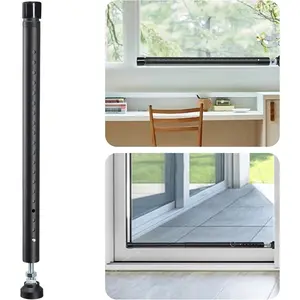 18"-50" Adjustable Sliding Door Security Bar, Heavy Duty Door Jammer Window Lock Bar with Rubber Tips for Home Apartment Travel Patio Indoor Security (Black)