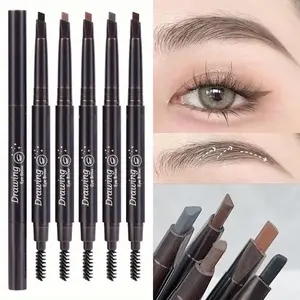 3pc Eyebrow Pencil Set, 5 Colors Long-Lasting Waterproof, Automatic Rotating Design, Dual Head Triangle Shape, Makeup Essential