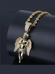 Angel Design Pendant Necklace, Street Trend Angel Pendant Necklace, Hip Hop Jewelry for Men & Women
