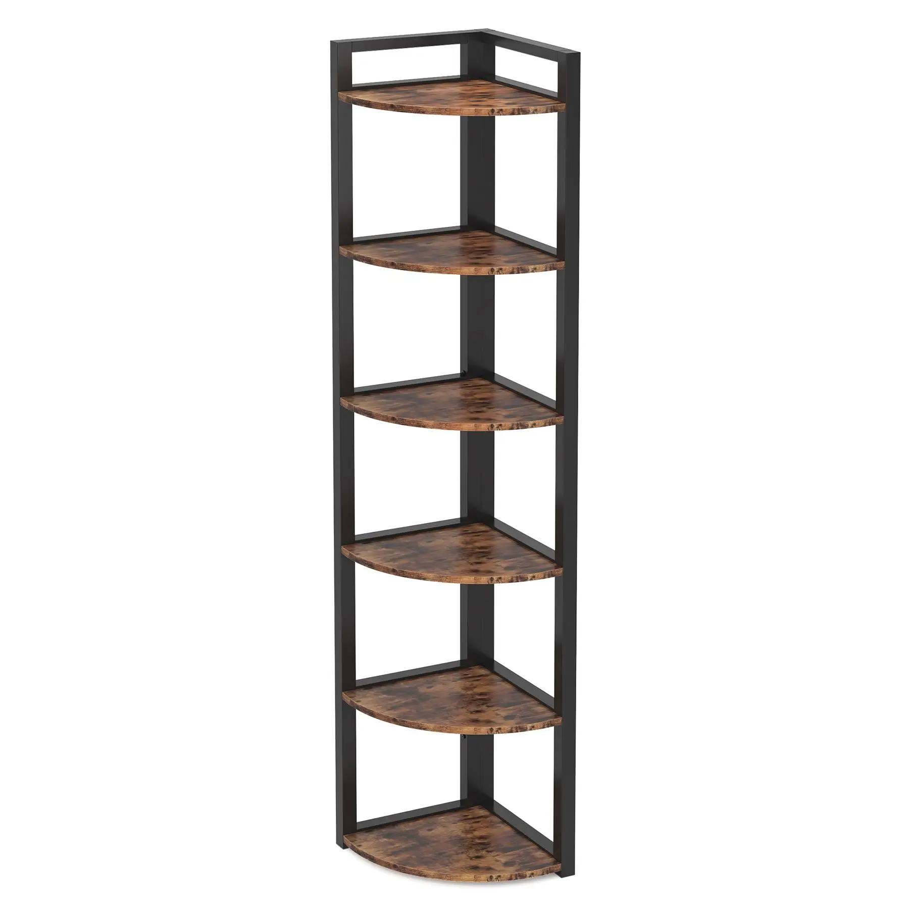 6-Tier Corner Shelf, Small Corner Bookshelf Storage Rack