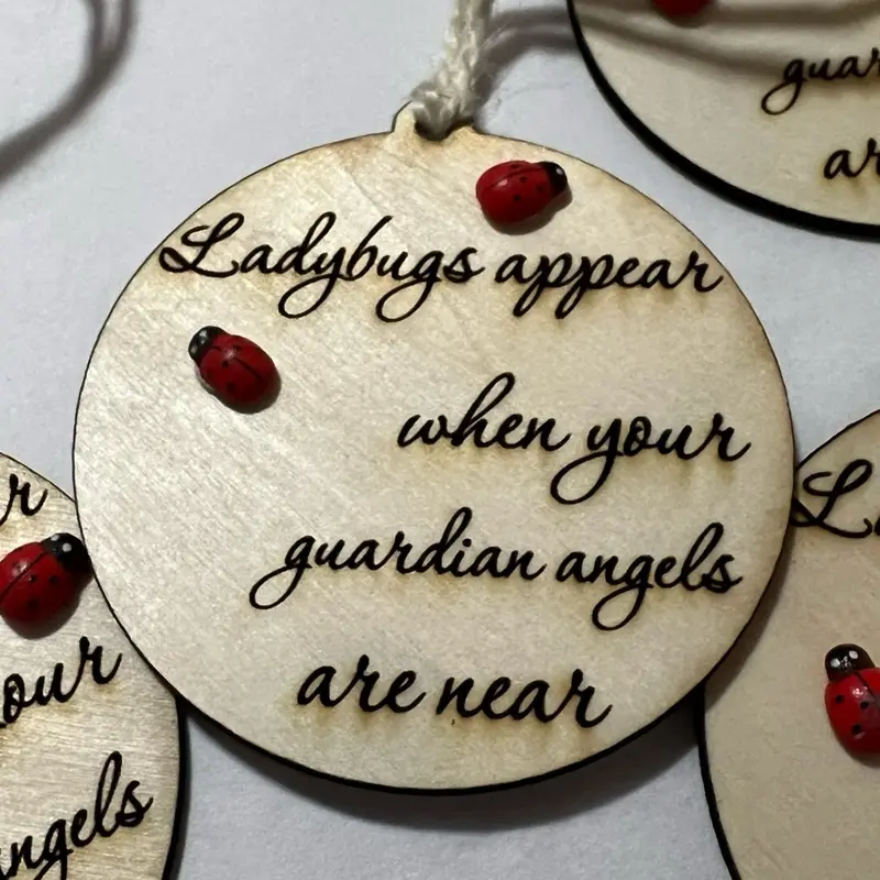 Ladybugs appear when your Guardian angels are near. Grief and Healing ornament or decoration to remind us of those loved and lost