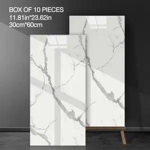 20pcs marble pattern self-adhesive wall tiles, waterproof and moisture-proof vinyl textured wallpaper, peel and stick, suitable for living room, kitchen splashbacks, bathroom, home decoration, easy to install, detachable