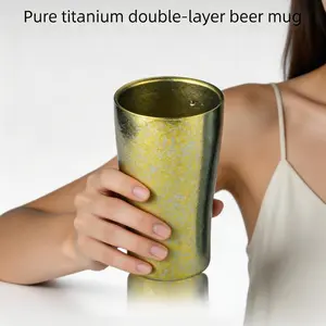 Ultralight Pure Titanium Camping Cup 300ml | Double-Wall Insulated Ti Mug for Outdoor Backpacking, Anti-Bacterial Gear, Bottle Water Bottles Drinkware Mountain Tumbler Bottled