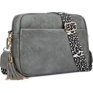 Women's Leather Crossbody Bag Zipper  Camera Purse