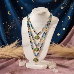 Zircon Bead Evil Eye Pendant Necklace