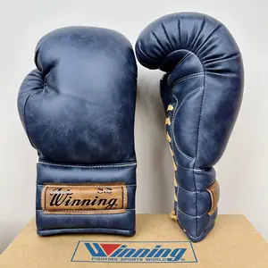 Winning Antique Brown Leather Vintage Boxing Gloves with Leather Laces | 12oz