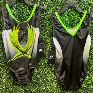 GK Green & Black Leotard: Adult Medium