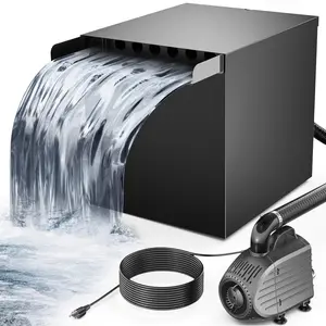 NFESOLAR Large Pond Waterfall Kit, 5-Stage Filtration Stainless Steel Waterfall Box, 1200GPH Water Pump and 10 FT Corrugated Tubing, for Outdoor Pond, Water Gardens, Stream