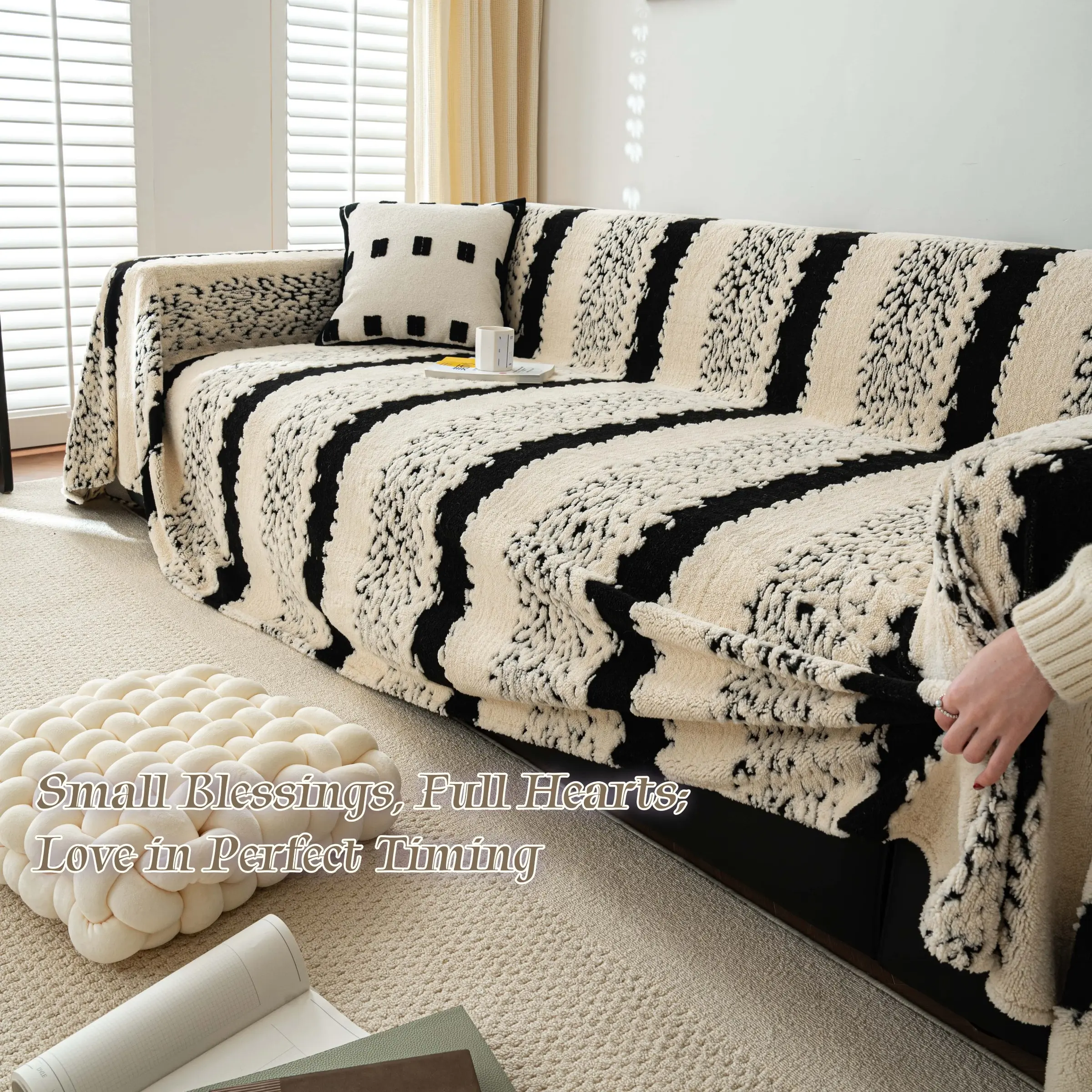 Modern vertical stripes Sofa Cover, Non Slip Washable Reusable Couch Protector Pad, 1 Pc Sofa Throw Blanket & Furniture Slipcover for Sectional, Loveseat, Armchair, 2/3/4 Seater Sofas, Pet Friendly Sofa Cushion Mat, Slipcovers For Couches And Sofas