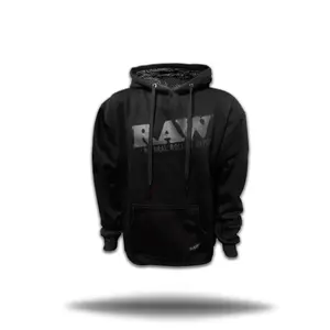 RAW BLACK COTTON HOODIE WITH BLACK LOGO XL - Men's Casual Hooded Sweatshirt for Everyday Wear