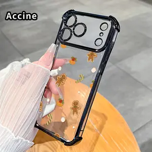 Gingerbread Festivity Pattern Phone Case for iPhone 17 Pro Max 16 15 Plus Air 14 13 12 11 E Electroplated Cover with Airbag Shockproof Soft Silicone Casing