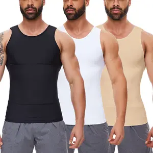 CATTIBOR 1/2/3 Pack Menswear Men Solid Compression Vest Tank Top,Men Sleeveless Running Workout Fitness GYM Tank Tops Shirts Menswear GYM Shirts,Back to School Outfits,Boys Underwear,Men Sport and Fitness Wear