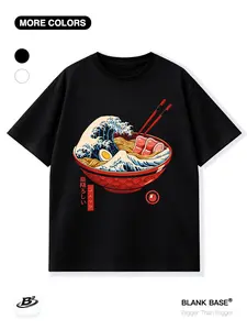 Kanagawa Ramen Graphic Long Sleeve Top, Loose Fit Casual Wear, Breathable Unisex Design, Trendy Streetwear for Men & Women