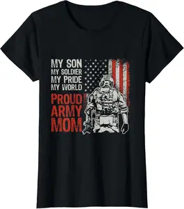 100% Cotton My Son My Soldier Hero Proud Army Mom US Military Mother T-Shirt