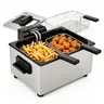 SUSTEAS Chrome Electric Deep Fryer with 3 Nonstick Baskets, 4.8 QT Oil Capacity, Cool Touch Sides, 1800W Immersed Heating Element, Adjustable Temperature (265°F to 375°F) with Absolute Control, Easy to Clean Fryer Fries Maker for Home Use,familyfun