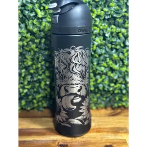 Highland Cow in a bed of Sunflowers Owala Water Bottle