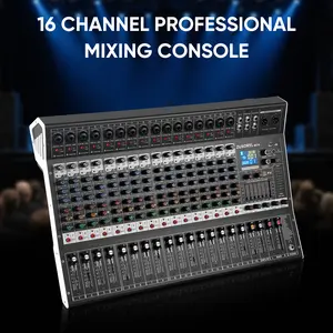 16-Channels Professional Audio Mixer with Digital USB Wireless Bluetooth Echo Delay Effect, 48V Phantom Power Stereo for Recording,Podcasting  sound mixer Bluetooth USB 16-Channel Mixer Smartphone Karaoke System