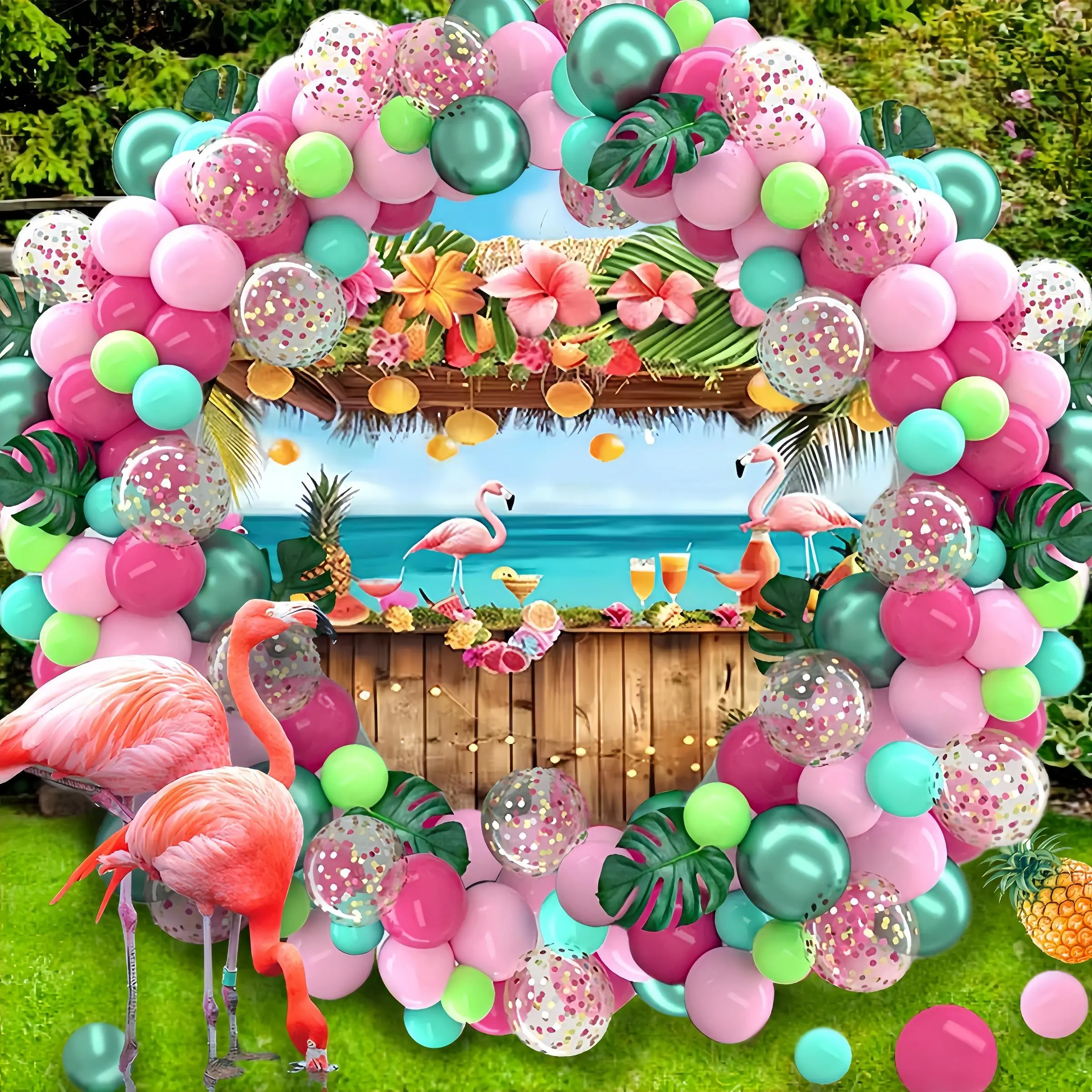 Tropical Beach Themed Balloon Arch Kit, Balloon Arch Decoration, 115pcs Balloon Garland Set, Summer Party Balloon Set for Birthday Party, Wedding, Baby-Shower, Party Balloons Decorations, Balloon Arches Decorations