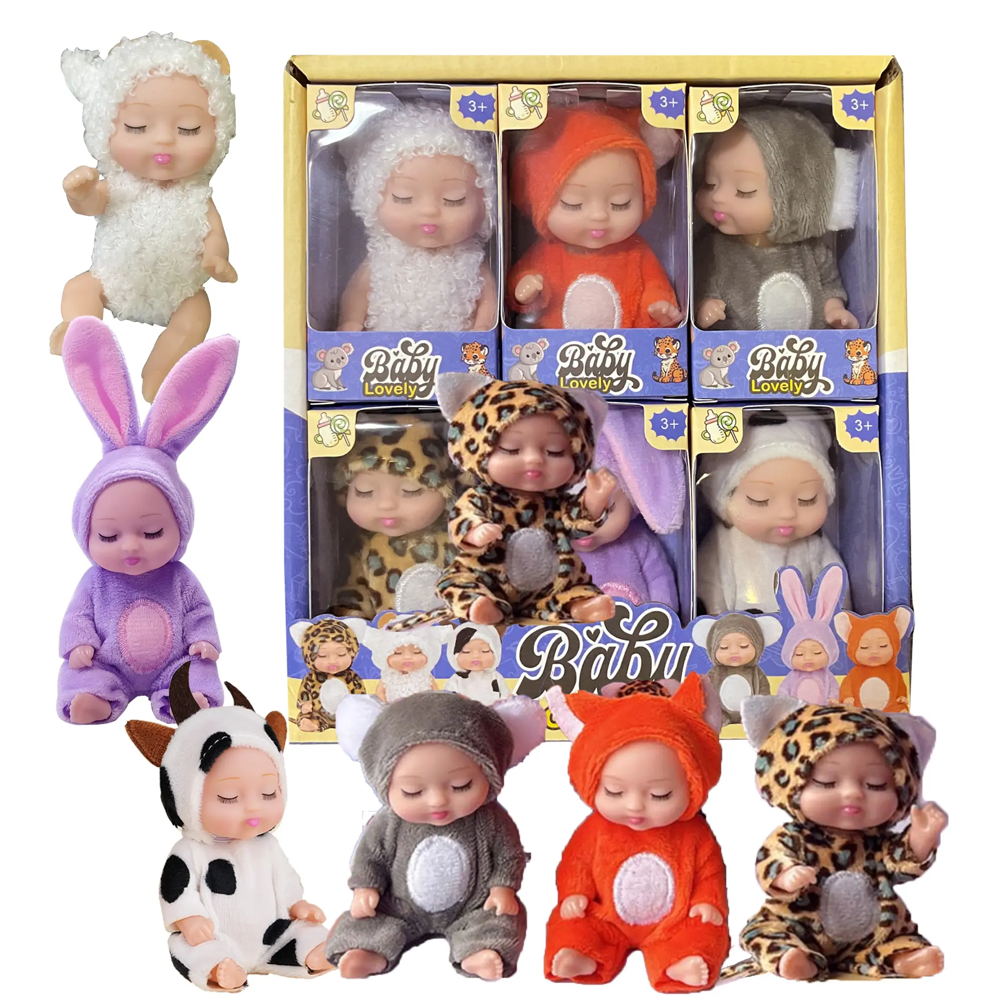 Kids Dolls Cute Doll Collectible 6-Piece Fairy Princess, 3.5-Inch Reborn Sleep Doll, Lifelike Newborn Doll, Girls' Princess Toy, Gift Box, Birthday Gift, Dolls Gifts