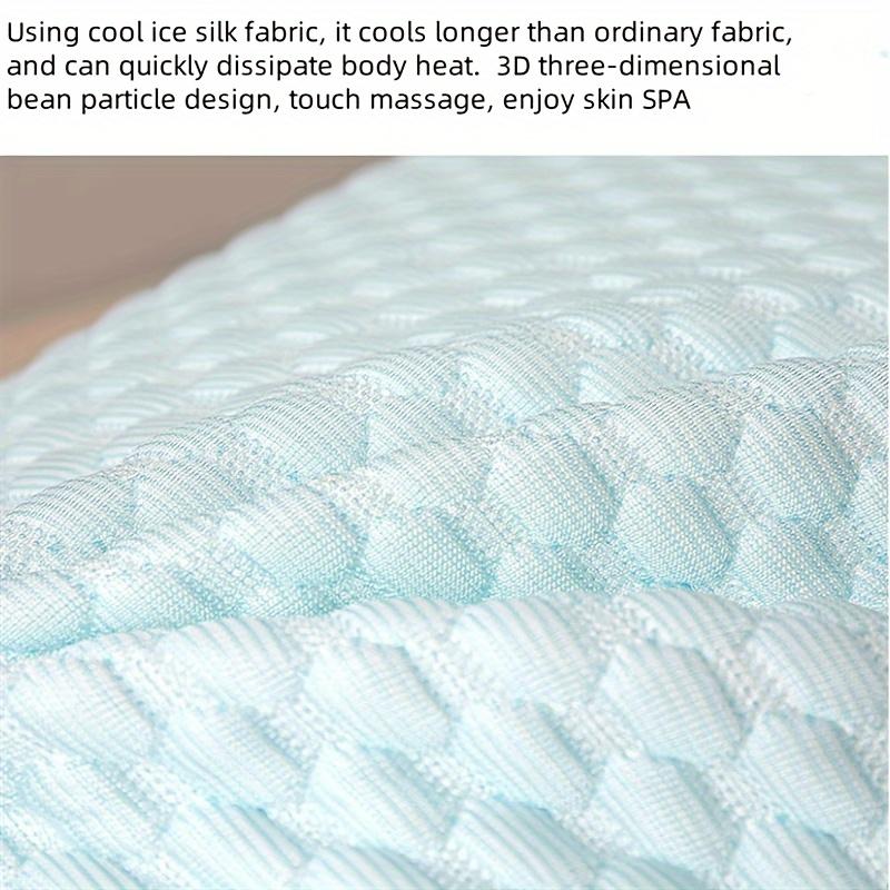 1pc Cooling Ice Fiber Cervical Pillow for Neck Relief & Deep Sleep - Breathable Massage Contour Pillow with Zipper Closure, Machine Washable, All-Season Home Decor for Bedroom & Living Room (Blue)