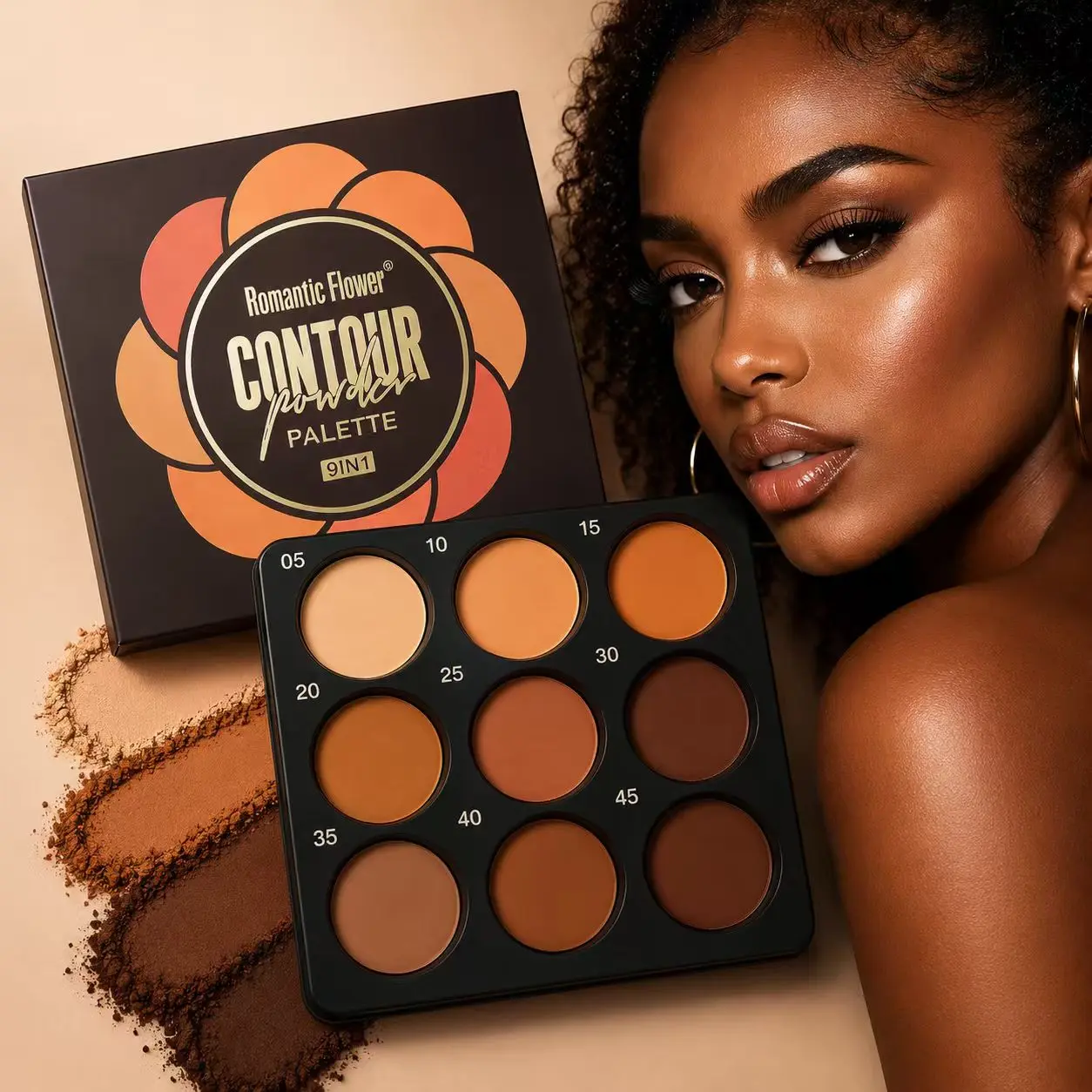 9-Shade Pressed Powder Facial Palette - Highlighters Makeup, Face Highlighter, Enhancing Bronzer, Blush, Smooth Pigment, Long-Lasting, No Fallout, Ideal for Daily Use (Single Item), Contouring Palette, Travel Makeup, Glowing Makeup, Face Sculpting