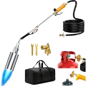 Propane Weed Burner with Bag, 1,800,000 BTU Blow with 12.5FT Hose, Thrower Gun with Long/Short Mode for Weed, Roof Work, Ice Melting