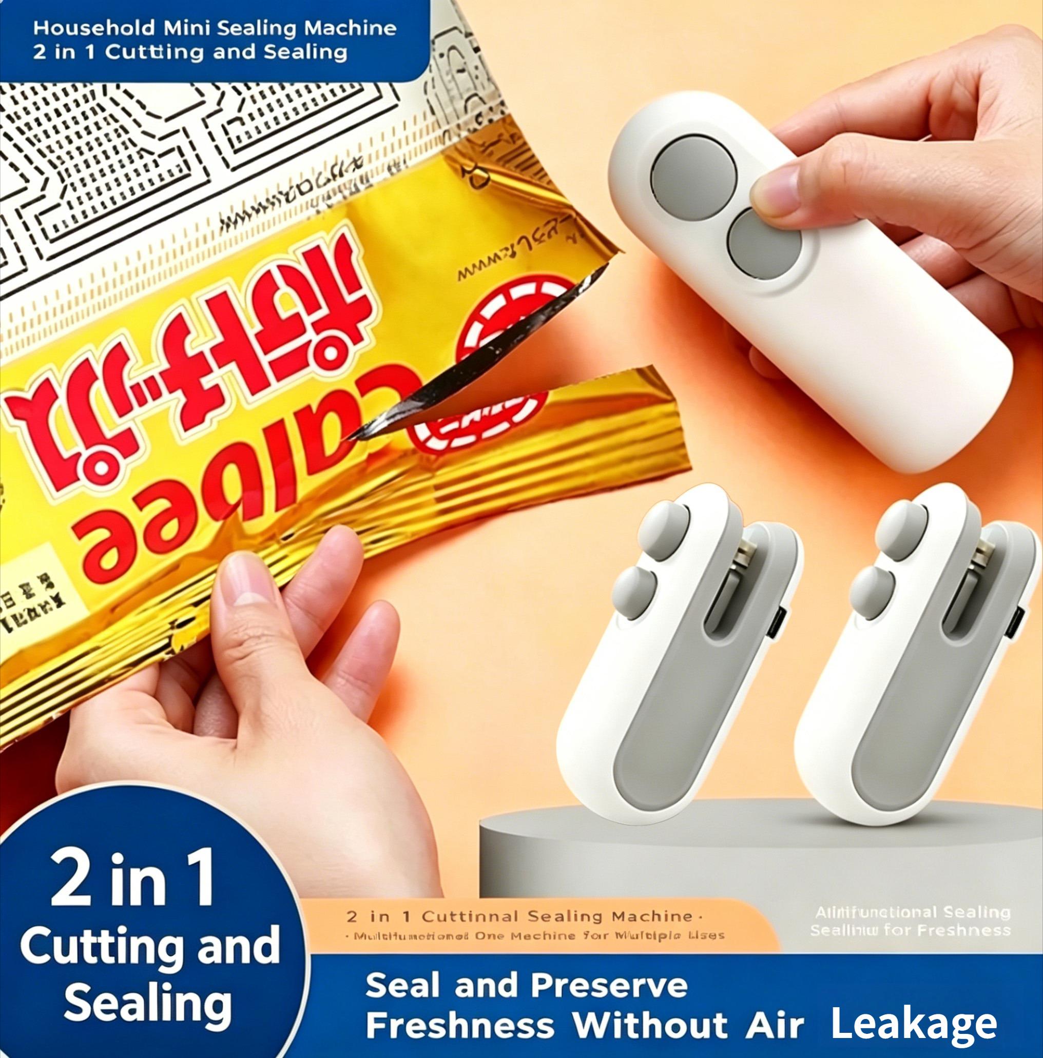 2Pcs Mini Bag Sealer, Portable Heat Sealing Machine for Plastic Bags, Food Storage Bag Sealer