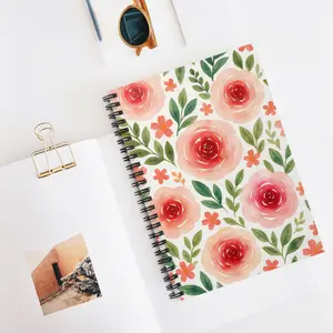 Floral Spiral Notebook - Ruled Line, Flowery Journal, Shabby Chic Organizer, Gift for Students, Cute Notebook, Floral Stationery