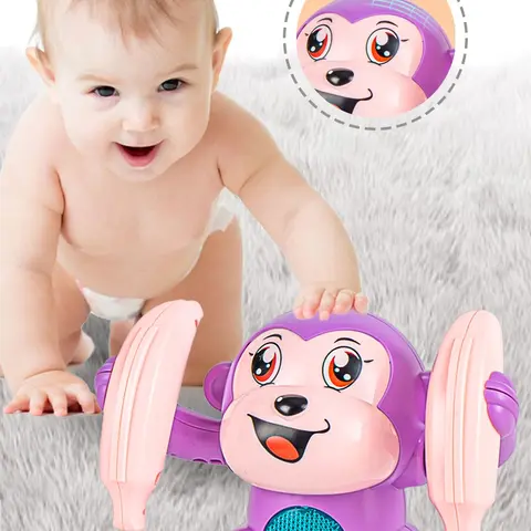 Electric Tumbling Somersault Baby Monkey Toy - Shantou Lefan 1 Plastic Animal Toy, Remote-Free, Motor Skill Boost, Children Development, Learning, Light & Sound, Soothing Glow, Unisex, 5.1x3.2x6.9in, 1-14 Yrs