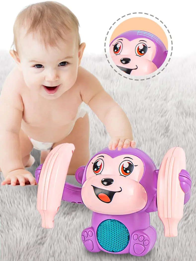 Tumbling Rolling Monkey Toy- Light & Sound Controllable, Plastic Design ...