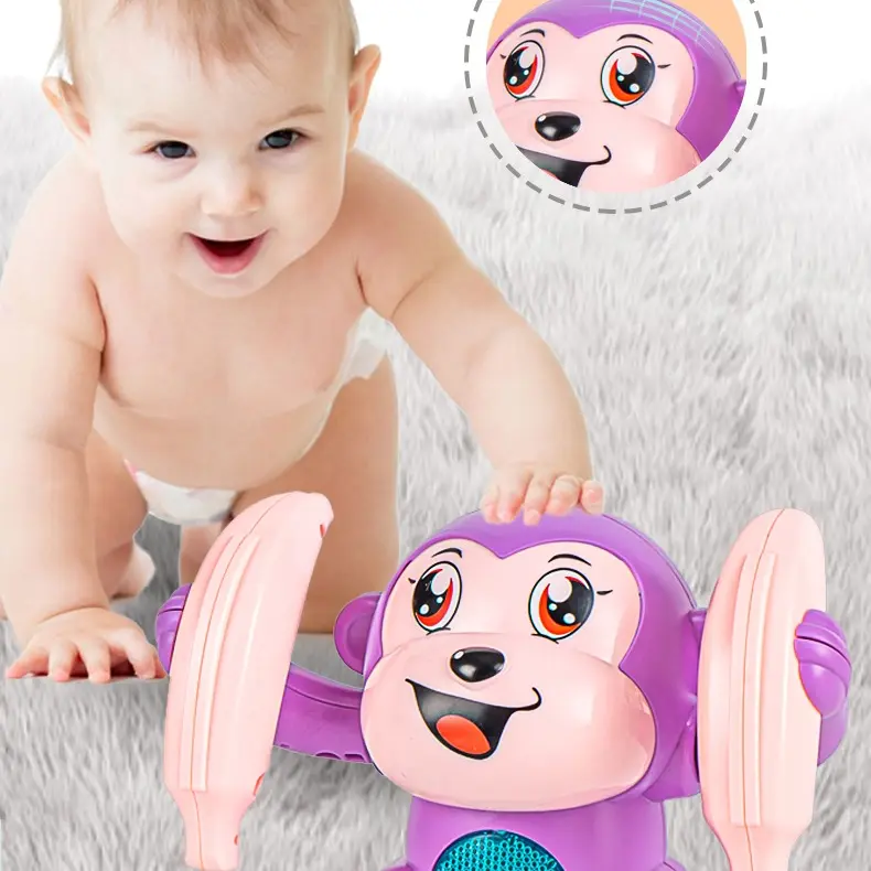 Electric Tumbling Somersault Baby Monkey Toy - Shantou Lefan 1 Plastic Animal Toy, Remote-Free, Motor Skill Boost, Children Development, Learning, Light & Sound, Soothing Glow, Unisex, 5.1x3.2x6.9in, 1-14 Yrs