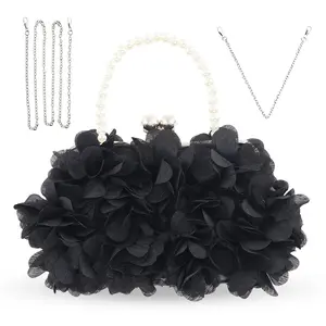 Women’s Elegant Evening Purse – Small Floral Clutch Bag with Detachable Chain, Perfect for Wedding, Party, Prom – Vintage Style