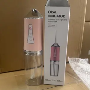 1 box, rechargeable water flosser, portable oral irrigator (including 4 types of nozzles), waterproof interdental cleaner, 3-mode teeth cleaning tool, pink