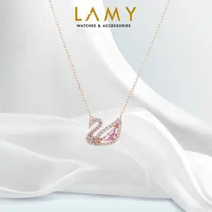 CDE Crystal Swan Silver Necklace CDE6042SV - Female Daily Silver Accessory for Outdoor Use
