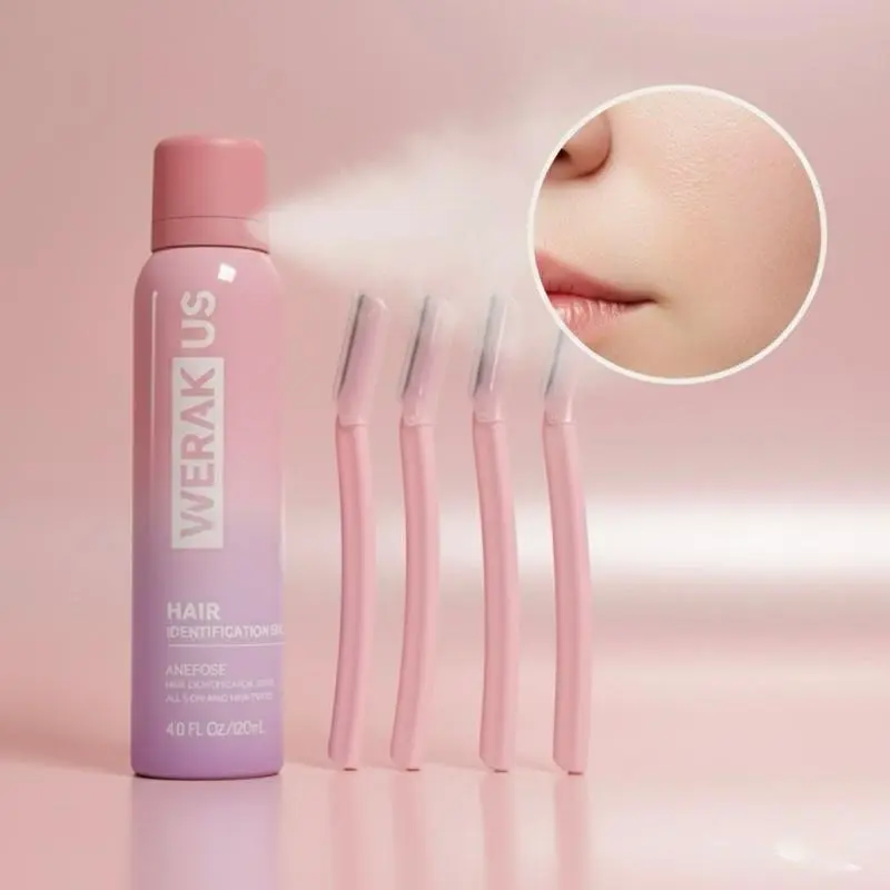 WERAK US Hair Identifier & Dermaplaning Kit Gentle 1 Spray 4 Facial Knives Moisturizing Mist Quick Treatment Easy Application Moisturizer Springtok