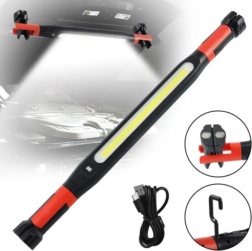 USB Rechargeable Magnetic Head Adjustable LED Work Flashlight - 3000 Lumens High Lumen Light, 180° Rotating Head, 360° Hooks, Outdoor Lighting Solutions for Camping, Jobsite, Adjustable Flashlight, Emergency Flashlight, Utility Tool