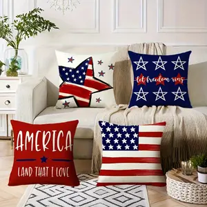 4pcs Flag Pillowcase American Independence Day Pillowcase StarSpangled Banner Freedom Call Decorative Pillowcase
