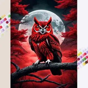 1 set of DIY diamond painting kit, 5D diamond art kit, DIY decoration red owl mosaic, diamond art, DIY art home decor