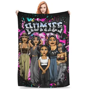 Lil Homies Cholo Chicana Cozy Blanket Comfortable Sofa Style and Relaxing Bedroom Atmosphere Adds Warmth to Daily Lifestyle for Afternoon Naps Warm Haven Textiles