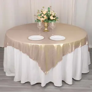 Polyester Table Overlay 72"x72" Blush - Shimmer Sequin Dots Wrinkle-Free Table Topper