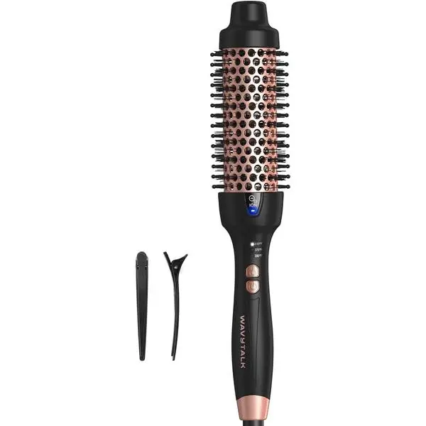 Wavytalk Thermal Brush Blowout Express 1.5" Ionic Heat Round Brush | Creates Smooth Shiny Blowout Look, Salon Blowouts, 3 Temp Settings Dual Voltage, Easy to Use Reduces Frizz, Millennial Pink