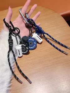 Fitness-Style Dumbbell And Kettlebell-Shaped Colorful Braided Rope Ornaments, Contrasting Color Braided Rope Mini Dumbbells, Weight Plates, Water Cups, Keychain Lanyard, Suitable For Men And Women For Street Sports Style, Keychain Bag Pendant