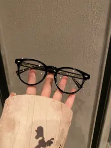 Luxury Chrome Hearts Style Cross Eyeglasses Frame Men Women Retro Round Black Glasses Anti Blue Light Clear Lens Hip Hop Gothic Streetwear Optical Frame TikTok Trending 2025 Fashion Aesthetic Designer Inspired Eyewear Gift for Him Her outdoorfun