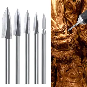 5Pcs Wood Carving Tools for Rotary Tool,HSS Woodworking Tools Engraving Drill Bit Set Wood Crafts Grinding Tool Universal 1/8” Shank for DIY Carving Drilling Micro Sculpture - Home Improvement.