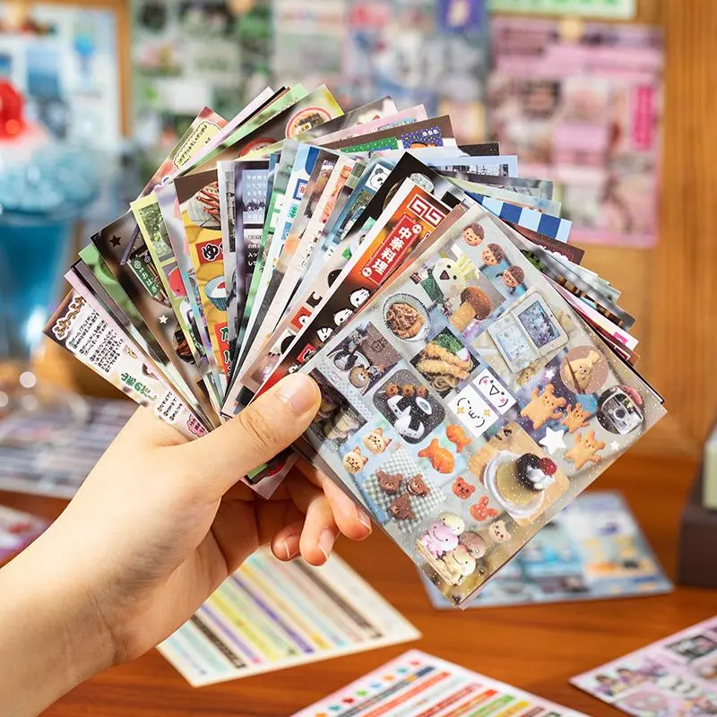 30pcs Retro Chic Vintage Happy Memo Stickers, Shiny Japanese Style Decorative Stickers for Phone Cases and Scrapbooking, Ideal for Notebook Accessories